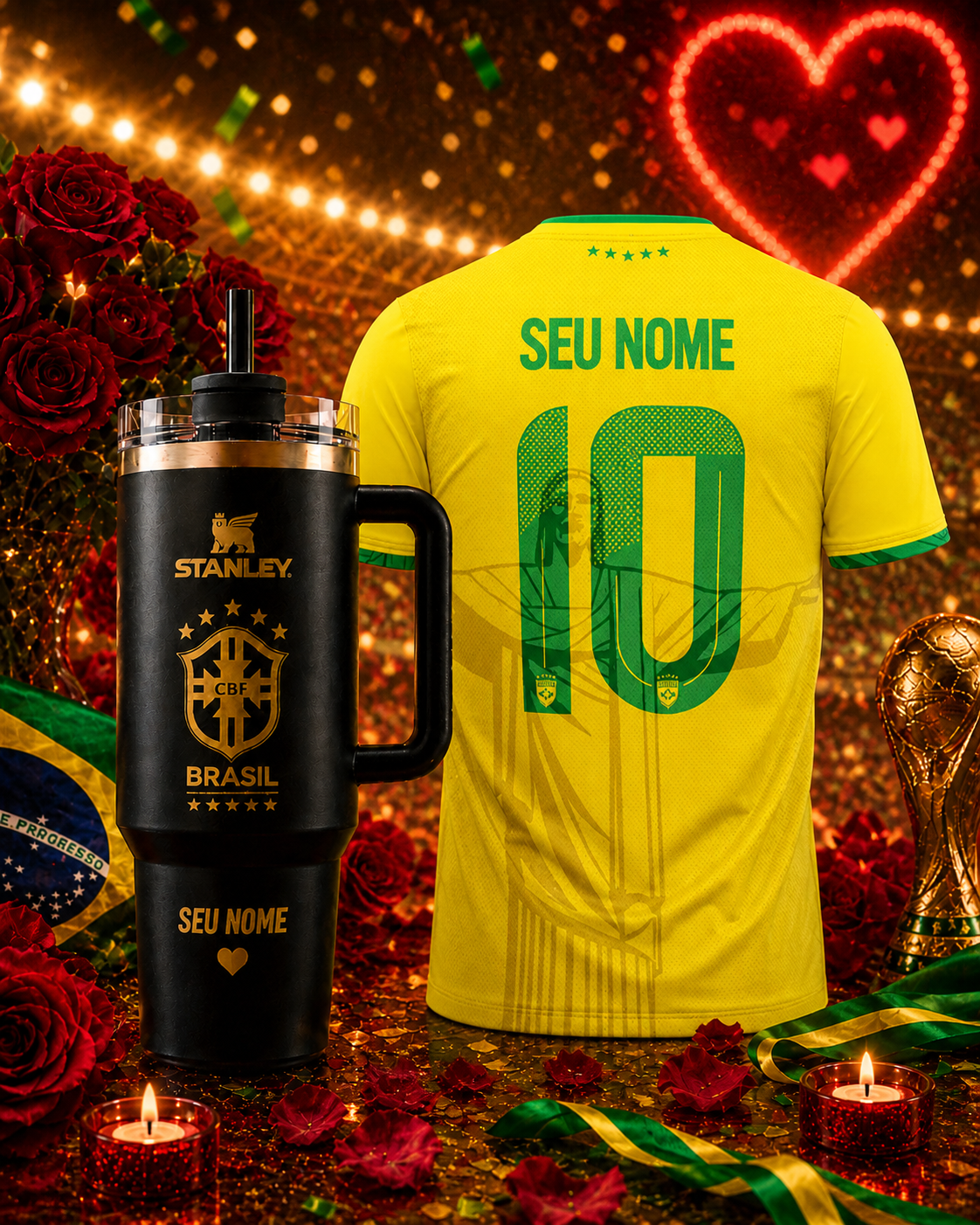 Kit Camisa do Brasil + 1 Copo